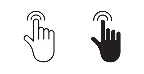 finger tap thin line and fill vector icons set
