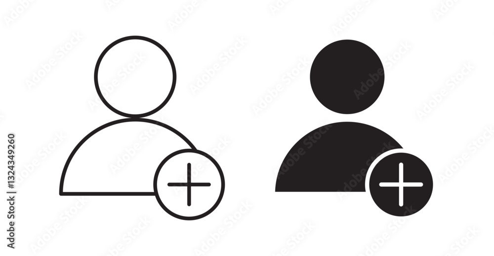 Poster follower thin line and fill vector icons set