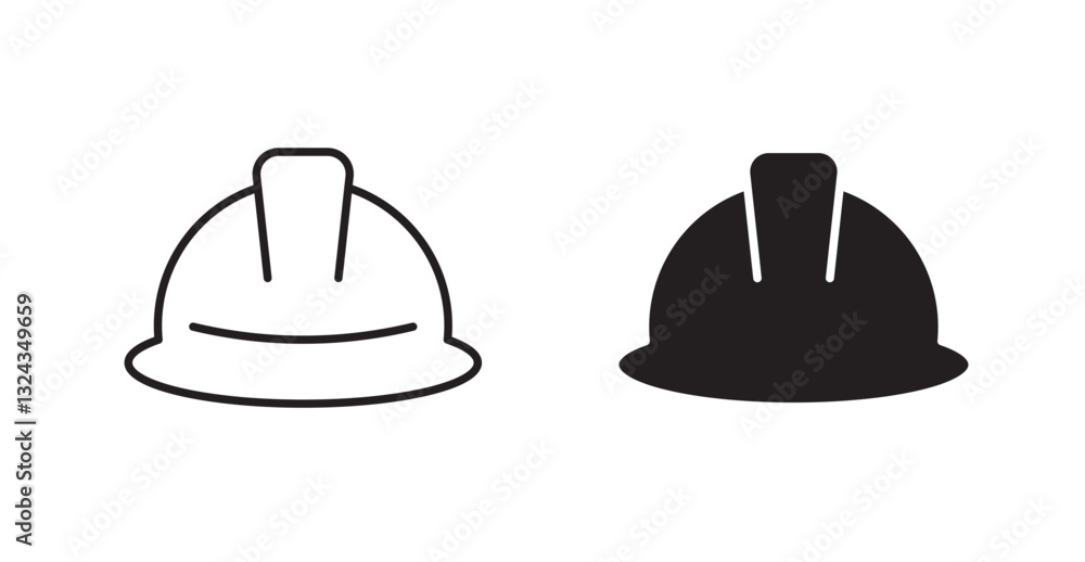 Poster Hard hat thin line and fill vector icons set
