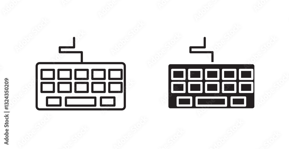 Fototapete keyboard thin line and fill vector icons set