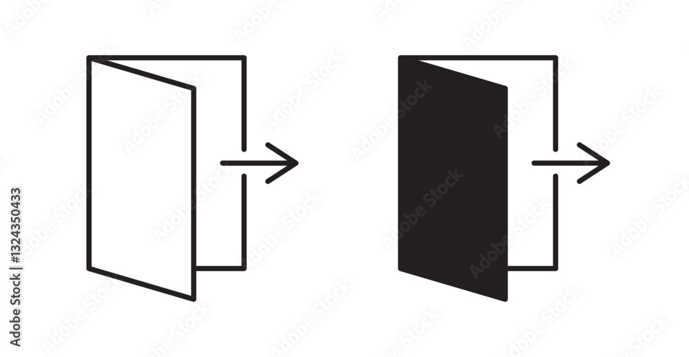 Poster logout thin line and fill vector icons set