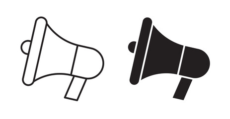 Megaphone thin line and fill vector icons set