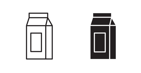 Milk carton thin line and fill vector icons set