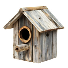 wooden birdhouse isolated on white background