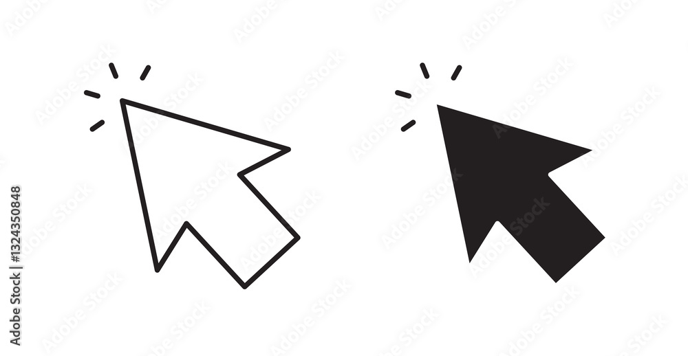 Aufkleber mouse pointer thin line and fill vector icons set