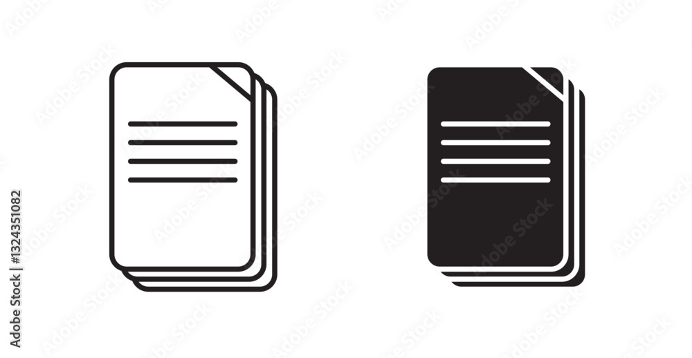 Poster papers thin line and fill vector icons set