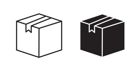 Package thin line and fill vector icons set