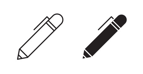 Pen thin line and fill vector icons set