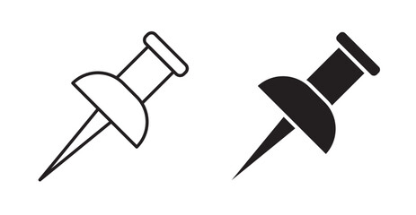 Pin thin line and fill vector icons set