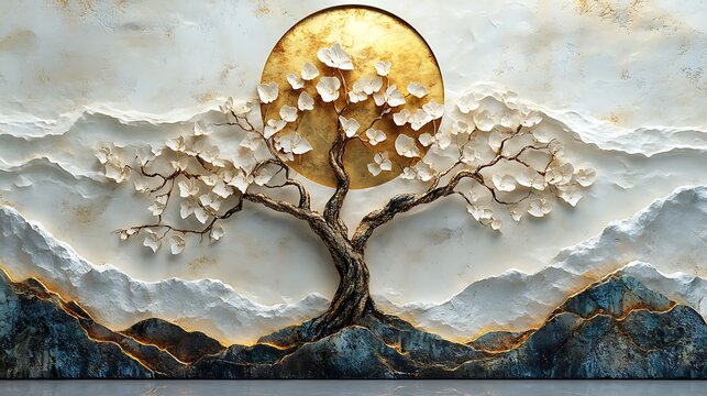 Artistic silver tree of life sculpture decor high resolution image