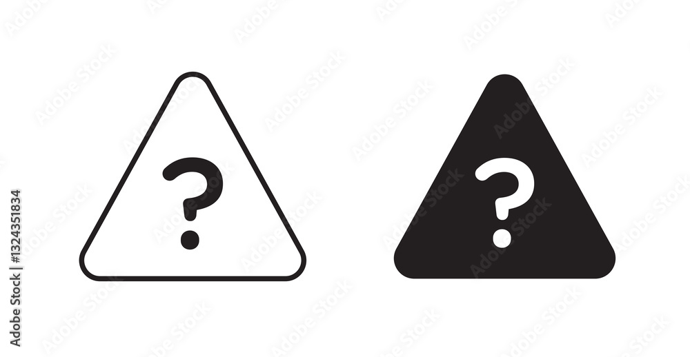 Poster question mark thin line and fill vector icons set