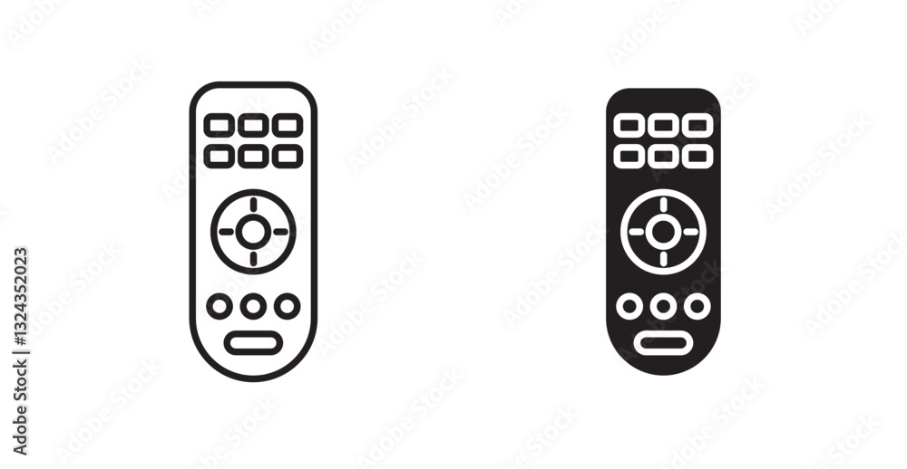 Aufkleber remote control thin line and fill vector icons set