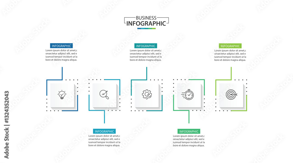 Poster 5 Step Infographic element design Vector template for presentation.	