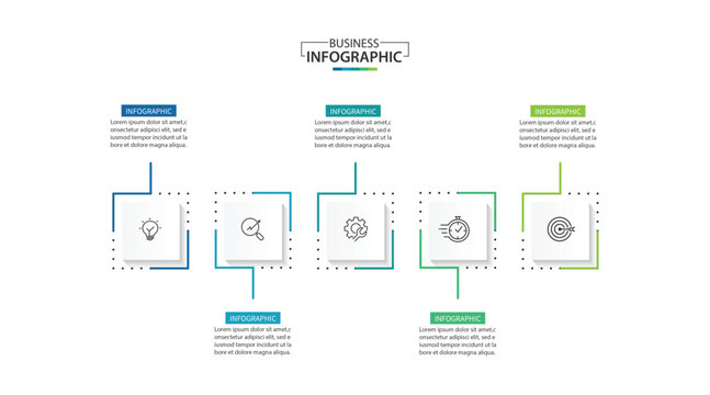 5 Step Infographic element design Vector template for presentation.	
