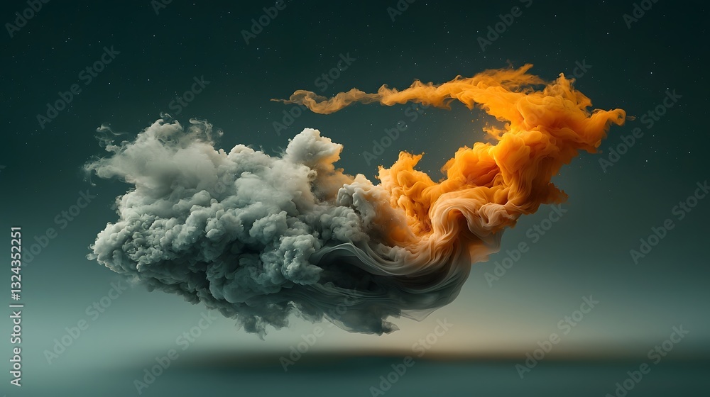 Poster gossamer cloud wisps delicately floating across a deep charcoal sky creating a contemplative and dre