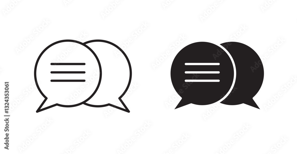 Poster speech bubble thin line and fill vector icons set