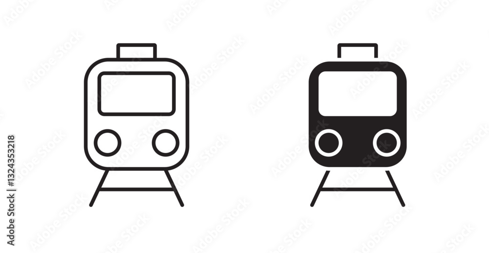 Poster subway thin line and fill vector icons set