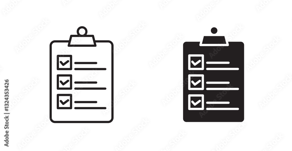 Aufkleber task list thin line and fill vector icons set