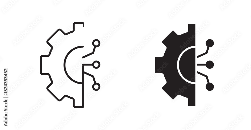 Poster technology thin line and fill vector icons set