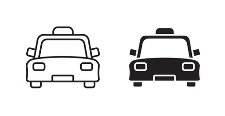 Taxi thin line and fill vector icons set