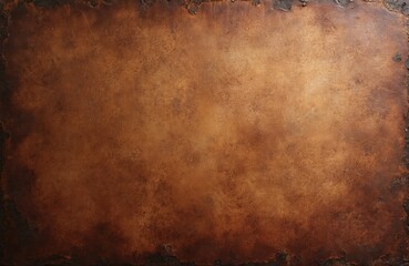 Fototapeta premium Vintage grunge brown leather texture background with dark edges. Rustic aged distressed worn material surface design. Natural organic seamless retro pattern wallpaper with dark stains.