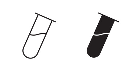 Test tube thin line and fill vector icons set