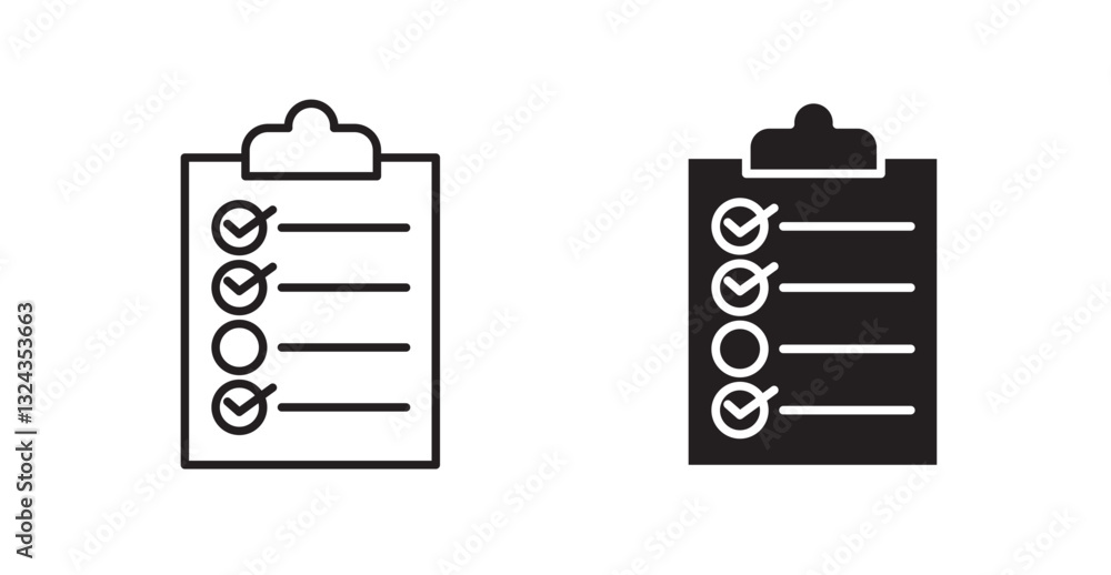 Aufkleber todo list thin line and fill vector icons set