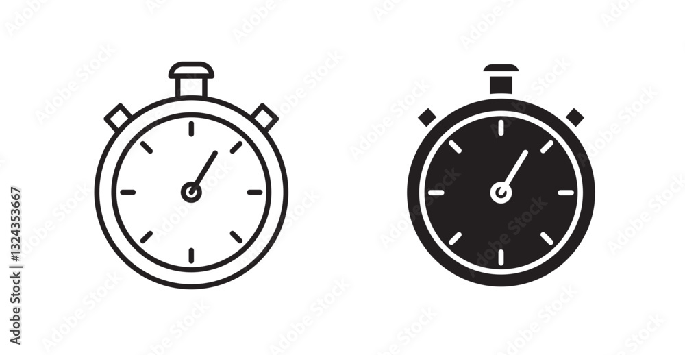 Poster timer thin line and fill vector icons set