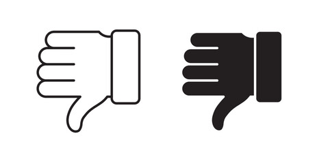 Thumbs down thin line and fill vector icons set