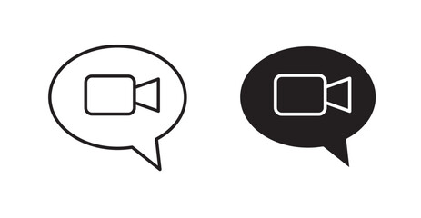 Naklejka premium Video chat thin line and fill vector icons set