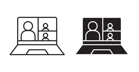 Webinar thin line and fill vector icons set
