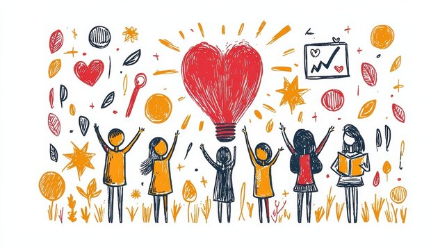 Community members celebrate love and positivity in a colorful, creative gathering, showcasing unity and joy through art and expressions of support for one another