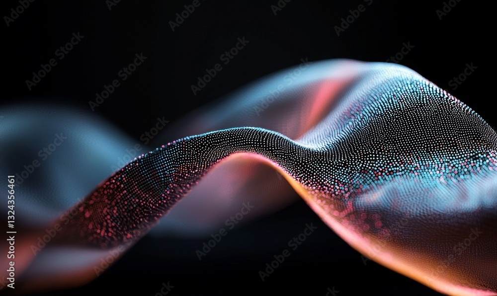 Poster oscillations of sound merging with the luminous glow of light to create an abstract tech background