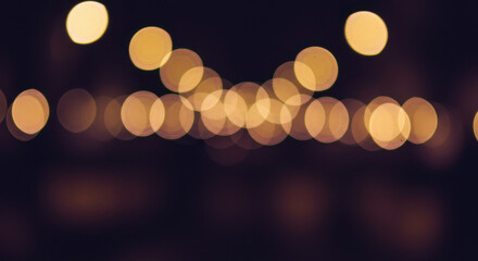 Golden Hour Bokeh: Warm Light Circles, Nighttime Ambiance, Festive Blur, Abstract Sparkle, Magical Background.