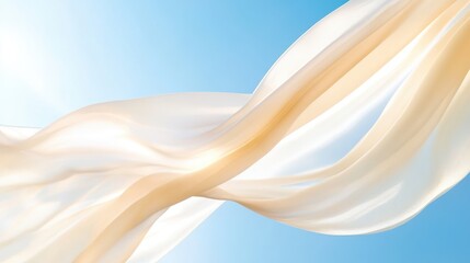 Silky Translucent Fabric Sways In Open Blue Air