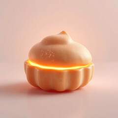 Glowing Pastry Delight: A Single Treat with Soft Radiance on a Minimalist 3D Background