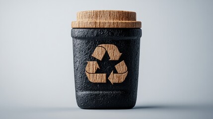 Elegant black and wood canister showcasing bpa free labeling with beautiful studio lighting and detail work