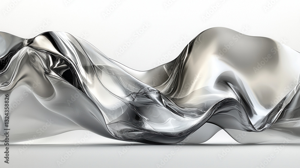 Leinwandbilder clear photo realistic image of futuristic, flowing metallic shape with smooth curves and reflective surfaces, creating sense of movement and elegance