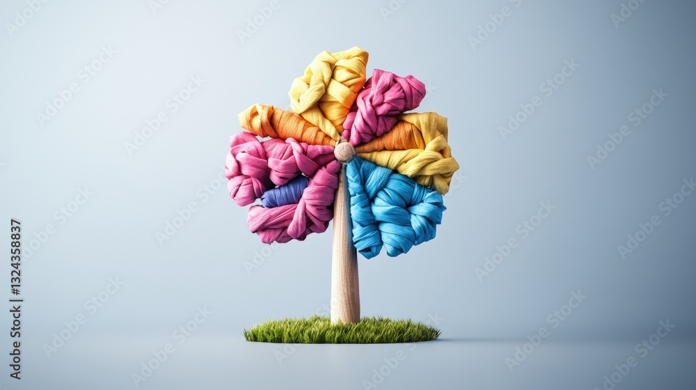 Aufkleber stunning colorful tree art created from folded paper in a beautiful studio setting with intricate li