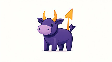 Fototapeta premium Cute purple bull with a yellow arrow tail