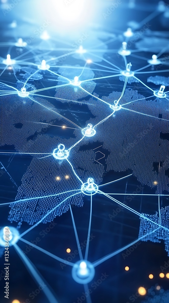 Poster abstract representation of digital global communication network concept