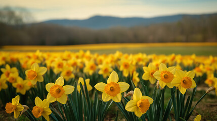 Obraz premium AI generator image of Daffodil season has nearly arrived at Moss Mountain Farm and across the beautiful state of Arkansas.flowers blooms on daffodil hill