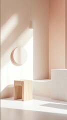 Minimal aesthetic branding layout with soft pastel colors, clean typography space, and modern product display in a studio setting