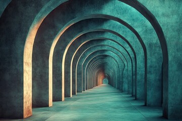 Fototapeta premium Abstract Geometric Arches in a Sci-Fi World