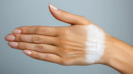 Exploring vitiligo skin condition close-up perspective medical photography indoor setting detailed examination of skin texture