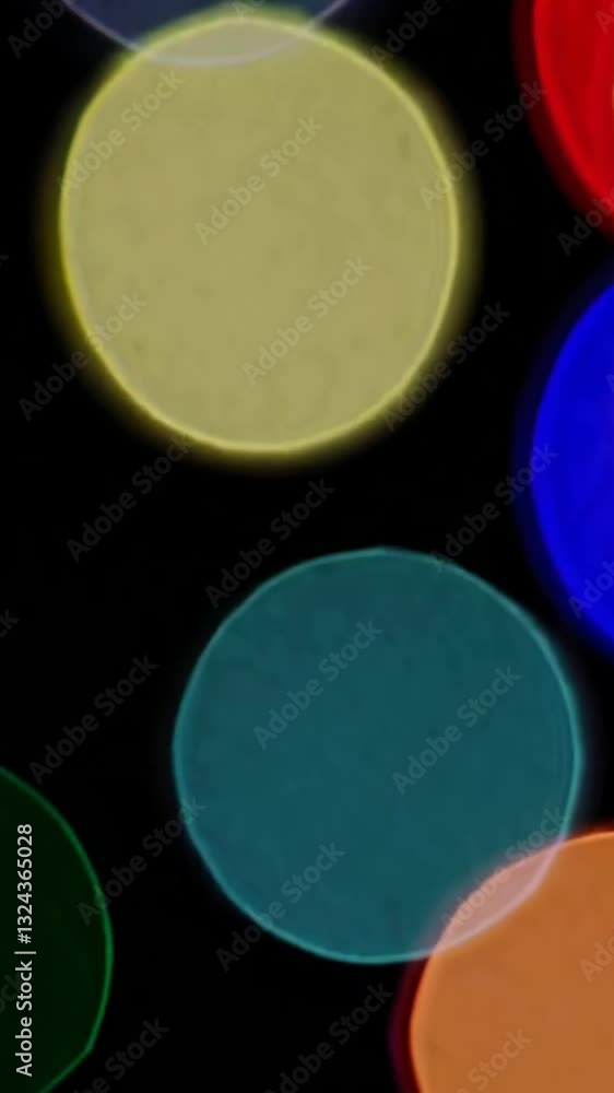 Poster colorful bokeh light transitions creating dynamic visual effects on black background