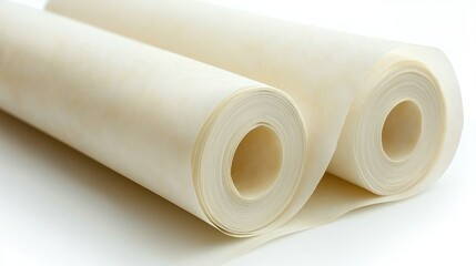 Rolled translucent paper layers; close-up reveals texture and slight translucence