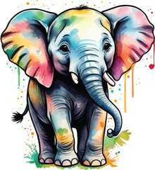 Cute Watercolor Elephant Print, Whimsical Art for Kids' Spaces