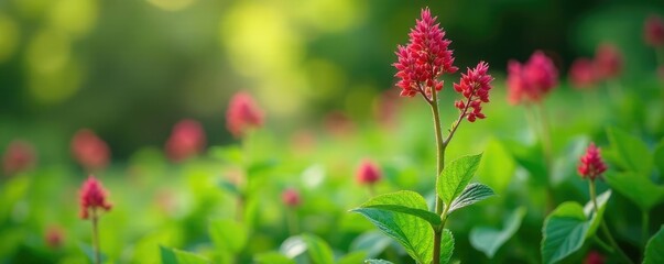 Obraz premium Valeriana officinalis leaves and stems in garden, botanicals, wildflowers, plants
