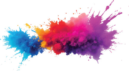 Radiant Watercolor Brush Strokes and Explosive Colorful Splashes on a White Canvas, Blending Abstract Art with a Playful, Modern Touch to Create an Exciting and Dynamic Visual Experience.
